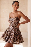 Glam Leopard Sequin Walkless Jacketless & Flare Mini Homecoming Dress
