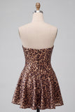 Glam Leopard Sequin Walkless Jacketless & Flare Mini Homecoming Dress