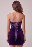 Corsetto Prugna Bodycon Spalline Abito Corto del Ritorno a Casa Strapless