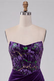 Corsetto Prugna Bodycon Spalline Abito Corto del Ritorno a Casa Strapless