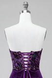 Corsetto Prugna Bodycon Spalline Abito Corto del Ritorno a Casa Strapless