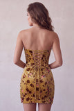 Corsetto Giallo Zenzero Bodycon senza spalline in velluto Abito corto per il ritorno a casa corsetto giallo rosso