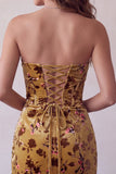 Corsetto Giallo Zenzero Bodycon senza spalline in velluto Abito corto per il ritorno a casa corsetto giallo rosso