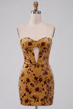 Corsetto Giallo Zenzero Bodycon senza spalline in velluto Abito corto per il ritorno a casa corsetto giallo rosso