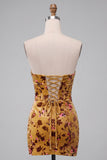 Corsetto Giallo Zenzero Bodycon senza spalline in velluto Abito corto per il ritorno a casa corsetto giallo rosso