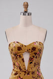 Corsetto Giallo Zenzero Bodycon senza spalline in velluto Abito corto per il ritorno a casa corsetto giallo rosso
