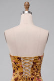 Corsetto Giallo Zenzero Bodycon senza spalline in velluto Abito corto per il ritorno a casa corsetto giallo rosso