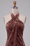 Abito cocktail corto in velluto Burnout Bodycon Halter