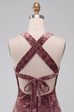 Abito cocktail corto in velluto Burnout Bodycon Halter