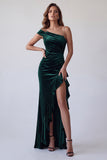 Abito elegante lungo a perline con perline verde scuro e sfondo con strass
