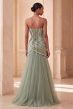 Vestito formale lungo con paillette verde salvia verde linea A e paillettes, vestito formale lungo con drappeggio
