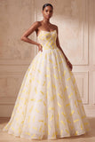 Abito da ballo d'avorio Abito Formale Lungo Arrugato in organza senza spalline