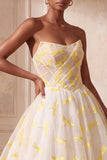 Abito da ballo d'avorio Abito Formale Lungo Arrugato in organza senza spalline