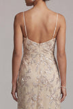 Cappuccio champagne Sheath Perla asimmetrica Abito della madre della sposa con paillettes