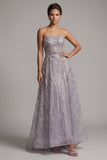 Abito Madre della Sposa A Linea Lilla A Strapless Long