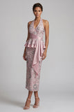 Abito midi Mother of the Bride con Abito Madre della Sposa Rosa Chiaro Sguaina Sguaina