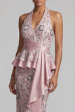 Abito midi Mother of the Bride con Abito Madre della Sposa Rosa Chiaro Sguaina Sguaina