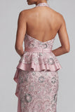 Abito midi Mother of the Bride con Abito Madre della Sposa Rosa Chiaro Sguaina Sguaina