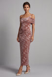 Abito Madre della Sposa Desert Rose Velvet Asimmetrico a una spalla e arricciata
