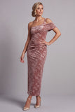 Abito Madre della Sposa Desert Rose Velvet Asimmetrico a una spalla e arricciata
