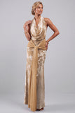Velluto champagne con collo a cappuccio floreale Jacquard Fodero lungo abito madre della sposa con fascia