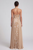 Velluto Champagne con collo a capezza Jacquard arricciato lungo abito madre della sposa con fascia