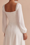 Abito da fidanzamento Midi A-Line A-Line Sweetheart bianco con maniche lunghe