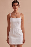 Vestito Mini Bianco Piccolo Bodycon Bodycon Bodycon Floreale Jacquard