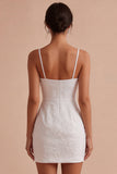 Vestito Mini Bianco Piccolo Bodycon Bodycon Bodycon Floreale Jacquard