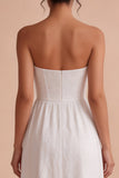 Corsetto A A Bianca Jacquard Senza spalline Abito da fidanzamento lungo con fessura