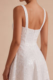 Mini abito bianco piccolo a linea quadrata con paillettes scintillanti