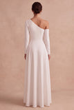 Abito da sposa asimmetrico High-Low A-Line con maniche lunghe
