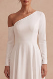 Abito da sposa asimmetrico High-Low A-Line con maniche lunghe