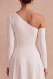 Abito da sposa asimmetrico High-Low A-Line con maniche lunghe