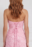 Vestito da damigella lungo da damigella rosa rosa shabing sheath floreale applicato