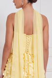 Corsetto A-Line Strapless Strapless Floreale Lungo abito da damigella con fiore 3D
