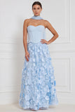 Corsetto A-Line Strapless Strapless Floreale Lungo abito da damigella con fiore 3D