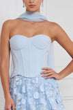 Corsetto A-Line Strapless Strapless Floreale Lungo abito da damigella con fiore 3D