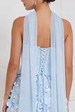 Corsetto A-Line Strapless Strapless Floreale Lungo abito da damigella con fiore 3D