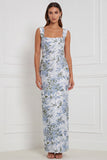 Abito da damigella lungo con swing floreale sheath