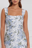 Abito da damigella lungo con swing floreale sheath