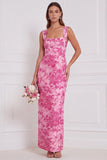 Abito da damigella lungo con swing floreale sheath