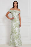 Vestito da damigella lungo sirena floreale con spalla scoperta