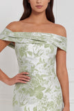 Vestito da damigella lungo sirena floreale con spalla scoperta
