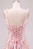Corsetto rosa, corsetto floreale aderente, vestito corto del ritorno a casa, con pizzo sulla schiena