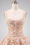 Corsetto albicocca Sweetheart Floral Short Homecoming Abito Corto di Ritorno