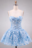 Corsetto albicocca Sweetheart Floral Short Homecoming Abito Corto di Ritorno