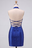 Abito corto da cocktail Bodycon Perle Blu Reale