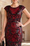 Nero dorato vintage a maniche a frange con maniche a cappuccio Paillettes vestito flapper anni '20 con perline