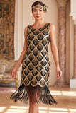 Vestiti Vintage con Frangie Anni '20 con Paillettes Vintage